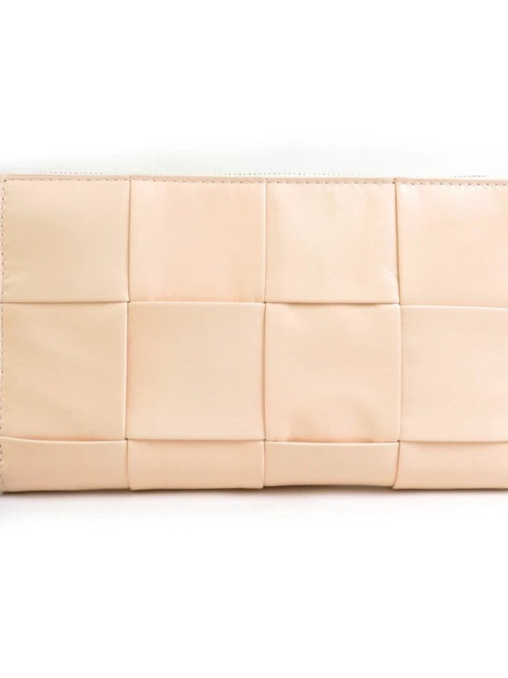 BOTTEGAVENETA Zip Around Long Wallet Pink Beige Leather